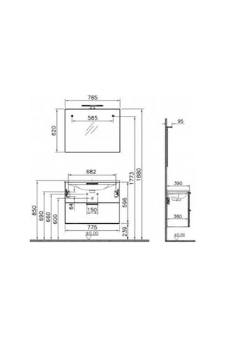 VitrA Mia Banyo Dolabı Seti 80 Cm Parlak Beyaz 75024 Beyaz