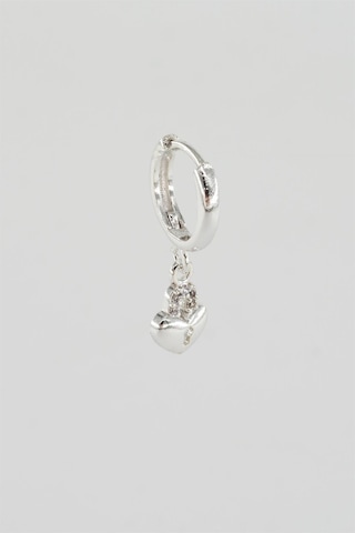 Kadın Kendi Tarzını Oluştur Zirkon Taşlı Kalp Figürlü 1 Adet Küpe-3708 Gümüş