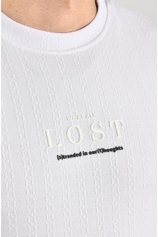 Deepsea Erkek Beyaz Nefes Alan Pamuklu Tişört Bisiklet Yaka Dar Kesim Yumuşak Dokulu Tişört 2504352 Beyaz