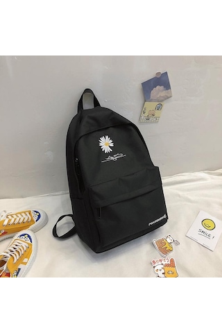 Yeni Sırt Çantası Moda Küçük Okul Çantası Baskılı Papatya Sırt Çantası Günlük Seyahat Sırt Çantası Açık Hava Plaj Çantası Kamp Sırt Çantası Black Siyah