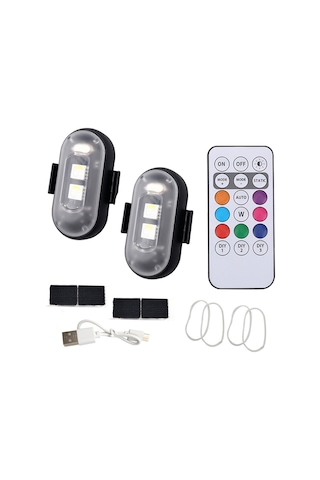 Yifomall Araçlar İçin Çok Renkli Uzaktan Kumandalı Led İkaz Lambası - 8 Renk, 10 Mod, Ip65 Su Geçirmez 111 Karakter Siyah