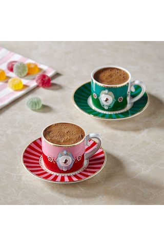 Kırmızı Porselen Kahve Fincanı 90 Ml