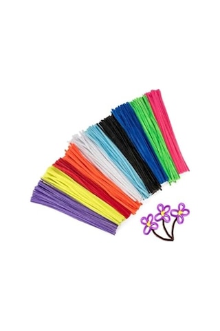 Hobialem Renkli Şönil, 60 Adet, Tüylü Tel, 30 Cm, Eğitici Şönil Seti, Peluş Tel