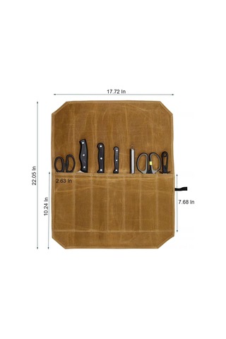 Geeksen 7 Bölmeli Yeşil Kahverengi Mürekkep Kumaş Bıçak Çantası - Taşınabilir, Katlanabilir, Kamp Ve Mutfak Gereçleri İçin Su Geçirmez Saklama Çantası Yeşil