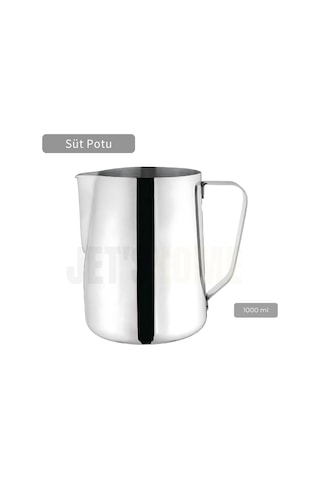 Süt Potu Paslanmaz Süt Köpürtme Sürahisi Çelik Pitcher 1000 Ml