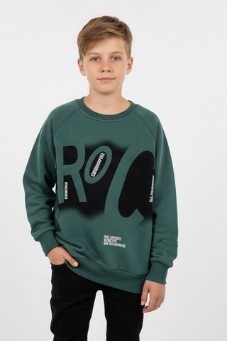 Baskılı Erkek Çocuk Sweatshirt-90880 Yeşil