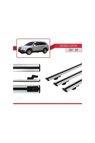Chevrolet Captiva 2007-2011 Arası İle Uyumlu Basic Model Ara Atkı Tavan Barı Gri 3 Adet