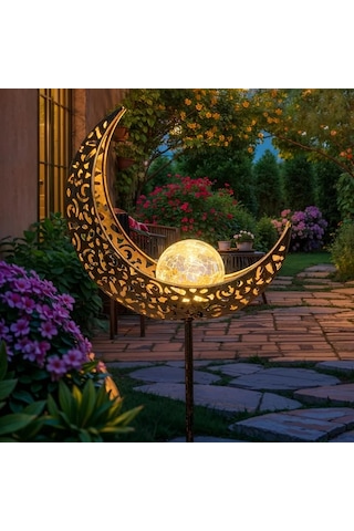 Willowhaven Hareket Sensörlü 3d Ay Efektli Solar Bahçe Lambası Ip65 Su Geçirmez