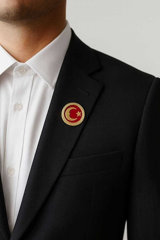 Ay Yıldız Atatürk Silüeti Gold Rozet Gri