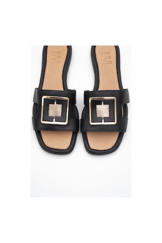 Luvishoes Luvi Shoes Millie Siyah Hakiki Deri Tokalı Kadın Terlik Siyah