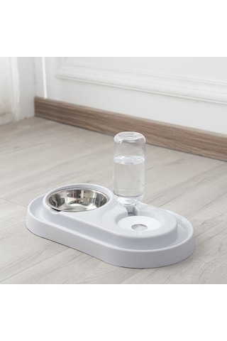 Süslüpati Kedi Köpek Mama Ve Su Kabı Gri