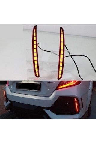 Honda Civic Fc5 Typer Arka Sis Lambası Kırmızı Led 2016+ Reflektör Led