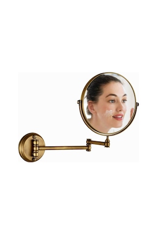 Cbtx Duvara Monte Katlanır Çift Taraflı Makyaj Aynası Bronz