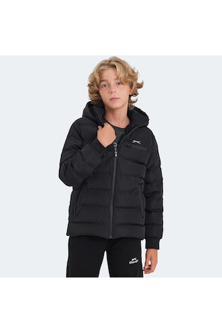 Slazenger CAPTAIN Çocuk Kapüşonlu Şişme Siyah Mont & Kaban