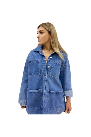 5316 Dört Cepli Oversize Gömlek Mavi-2285 Mavi