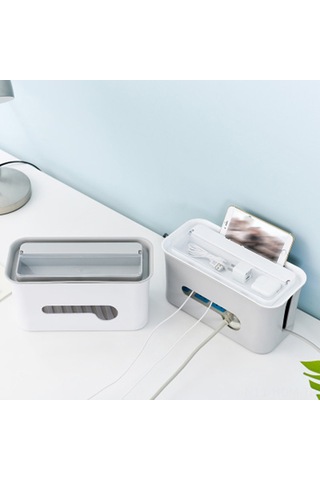 Suofeng Gri Gövde Beyaz Kapaklı Büyük Boy Kabloları Düzenleyici Kutusu - Isı Dağıtımı Ve Çocuk Dostu Tutanaklı Organizer