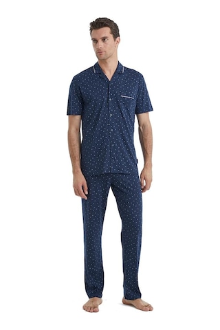 Blackspade Erkek Kısa Kol Gömlek Yaka Önden Düğmeli Lacivert Pijama Takımı C1t6n4o04 001