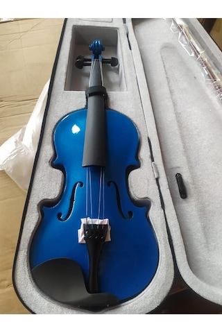 Paganini 4/4 Tam Boy Mavi Renk Keman Seti-Kılıf-Yay-Reçine Dahil