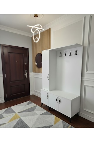 Duo 3 Kapaklı Portmanto Vestiyer Ayakkabılık Dolap Byz - M2 Beyaz