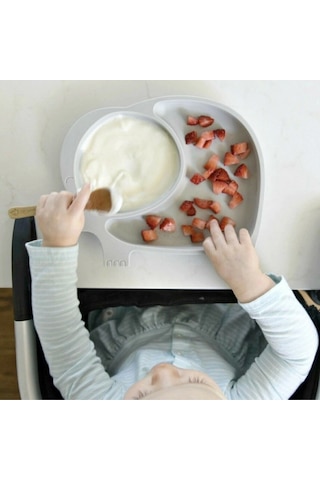 Bebek Ve Çocuk İçin Sevimli Fil Model Desenli Yemek Bebek Mama Kabı Bölmeli Tabak Çok Renkli