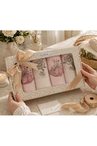 Özdilek 4 Lü Mutfak Havlusu 30x60 Cm %100 Pamuk Nakışlı Set Yumuşak Emici Şık Tasarım 4 Renk