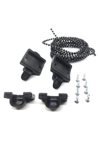 Cam Balkon Emniyet Plastik Kilit - Boncuklu İp Zincir Takım Seti Siyah