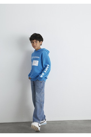 Mavi - Playstation Baskılı Kapüşonlu Mavi Sweatshirt 6s10131-70772 Mavi