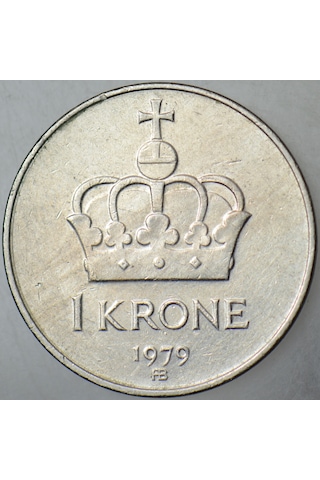 Norveç 5 Kron 1979 Kral 5. Olav Dönemi. 29,5 Mm.