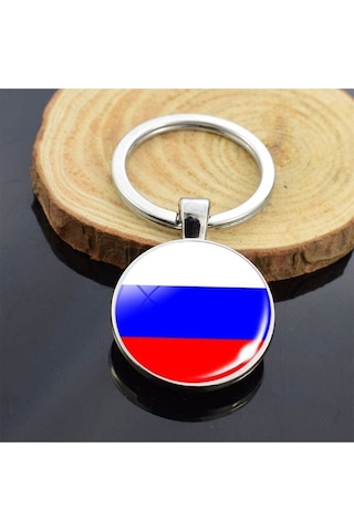 Tamgacrafts Rusya Russia Bayrağı Metal Anahtarlık Ülke Temalı Hediyelik Çok Renkli