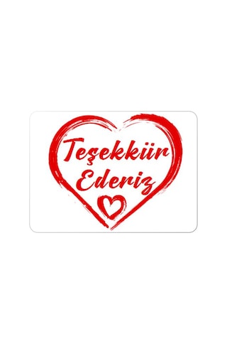 Kalp Desenli Teşekkür Etiketi - Thank You Sticker Yapışkanlı