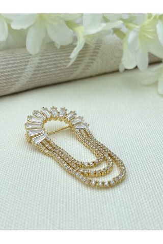 Kyver Su Yolu Sallantılı Zirkon Taşlı Broş