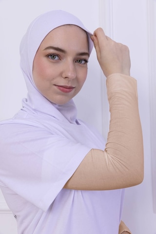 Loggia Likralı Penye Kolluk Ten Rengi - Pratik Kadın Tesettür Düz Namaz Kolluğu 1 Çift 40cm Viskon Hijab Ten