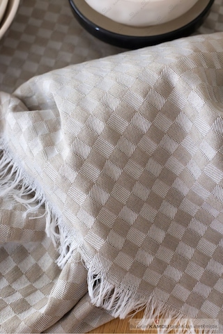 1 Adet 130x170cm Dama Desenli Masa Örtüsü, Sofra Bezi, Piknik Örtüsü, Ekose Desenli Masa Örtüsü Bej