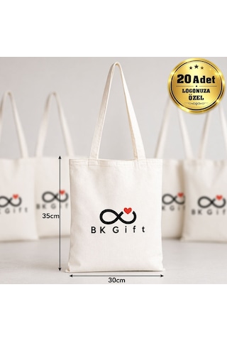 Logonuza Özel 20 Adet Uzun Kulp Ham Bez Çanta 30x35 Cm - Promosyon Logo Baskılı Ham Bez Çanta Ham Renk