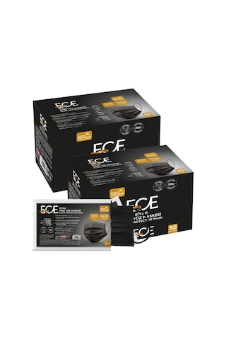 Ece Full Ultrasonik Tek Paketli Meltblownlu Maske 100'lü Siyah