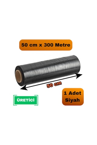 Siyah Palet Streç Film 50 Cm 300 Metre 2.5 Kg Eşya Sarma Kargo Paketleme Taşınma Nakliyat Ambalajı