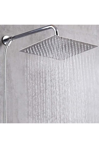 25x25 Cm 304 Paslanmaz Çelik Tepe Duşu Geniş Kare Duş Başlığı, Sabit Tepe Duş Başlığı, Handshower Uyumlu, Modern Ve Dayanıklı Duş Sistemi Parçası Kare 000 Açık Krem