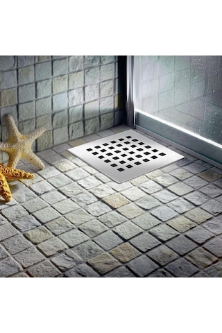 2 Adet Paslanmaz Çelik Kare Delikli Banyo Yer Süzgeç Izgarası