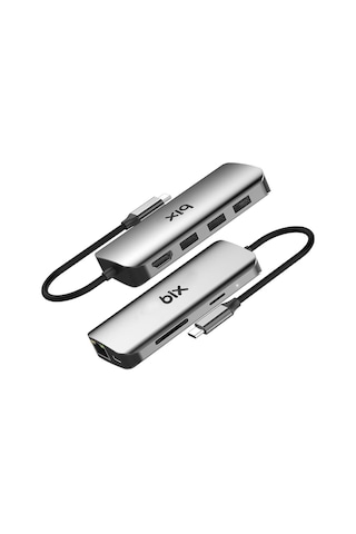 Bix BX10HB 5Gbps Type-C to 4K 30Hz HDMI Ethernet USB 3.0 PD SD TF Kart Okuyucu Dönüştürücü Adaptör Hub