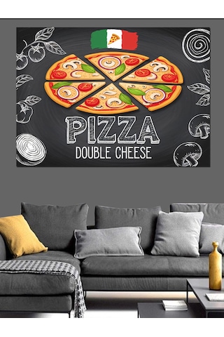 Lezzetli Çift Peynirli Pizza Dekoratif Kanvas - Mdf Ahşap Tablo