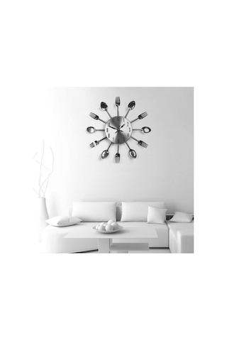 Homyl Mutfak Duvar Saati Kaşık Çatal Sticker Odası Ev Dekorasyonu Kırmızı