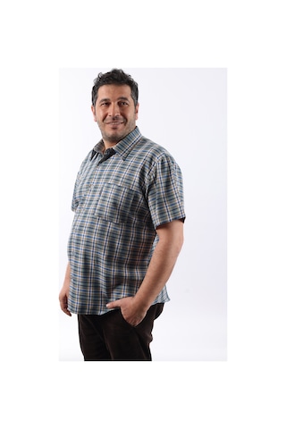 Tousus Kısa Kol Ekose Pamuklu Erkek Gömlek Kk-8055-tss Mint Yeşili