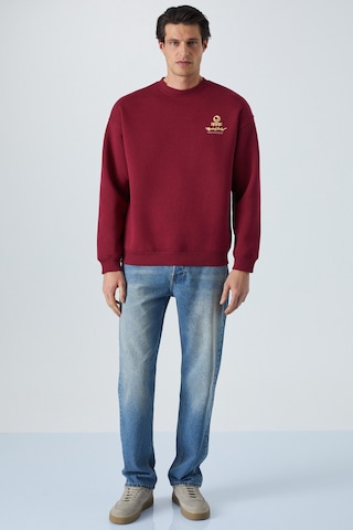 Grımelange SINNER Erkek Yumuşacık Kumaşlı Bordo Sweatshirt