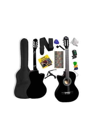 Midex Cg-396bk Solak Klasik Gitar Siyah Renk Full Set Sap Ayarlı 4/4 Yetişkin Boy