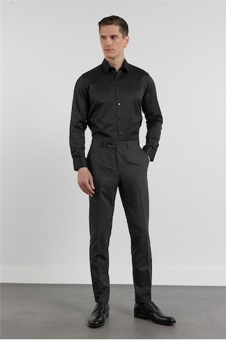 İmza Siyah - Antrasit Yan Cep Kazayağı Desen Slim Fit Esnek Classic Pantolon 1003255174
