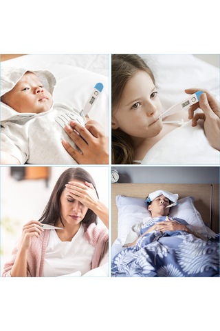 Jeehugo Ev Ve Evcil Hayvanlar İçin Çift Kullanimlı Hızlı Ölçüm Elektronik Termometre - Ağız/altı Çene - Lcd Ekranlı - Su Geçirmez - 3 Rastgele Model