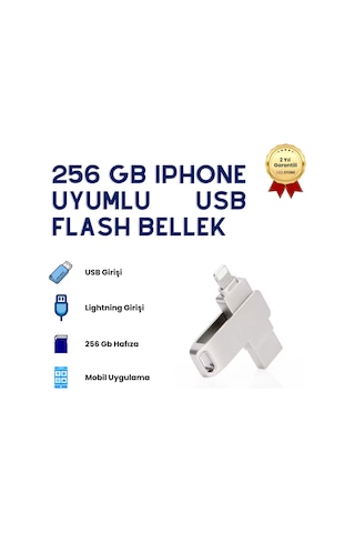 256gb İphone Uyumlu Usb Flash Bellek Çift Girişli Lightning Otg Destekli Taşınabilir Depolama-1352