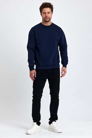 Tarz Cool Erkek Yumuşacık Kumaşlı Regular Fit Yuvarlak Yakalı Sweatshirt Lacivert