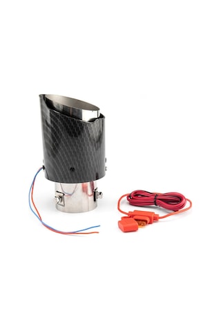 Xtechnx Xtechn020518 Powermaster Pm-20518 Karbon Fiber Görünümlü Işıklı Egzoz Başlığı Modifiye Ucu Sabit Mavi/kırmızı Led Kod:20518