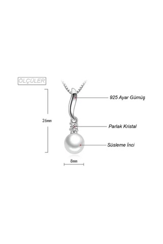 Kolye 925 Ayar Inci Taşlı Gümüş Kadın Hediye Diğer